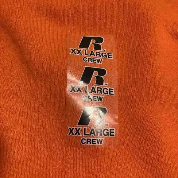 Vintage Russell Athletic Sweatshirt Men's XXL Crew Orange USA Blank Deadstock - Picture 3 of 10